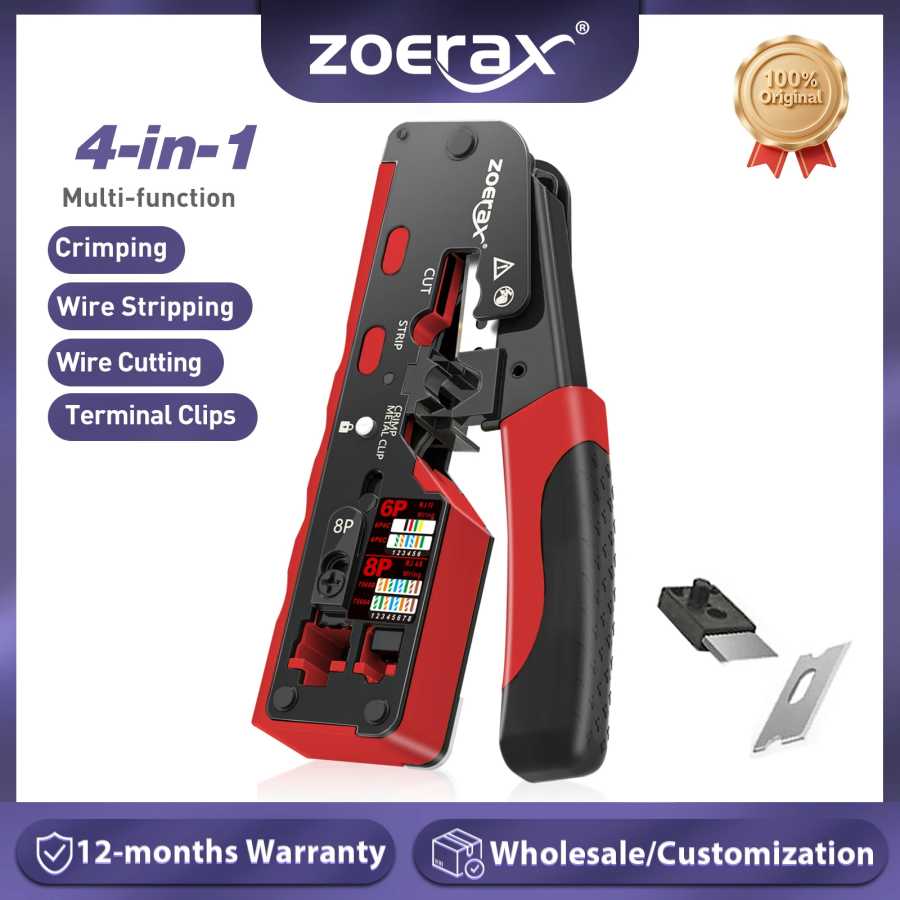 ZoeRax RJ45 CAT7 CAT6A обжимной инструмент для сетевого разъема Cat7/6a/6/5e, кусачки для зачистки проводов, щипцы Ethernet с лезвиями Сетевое оборудование