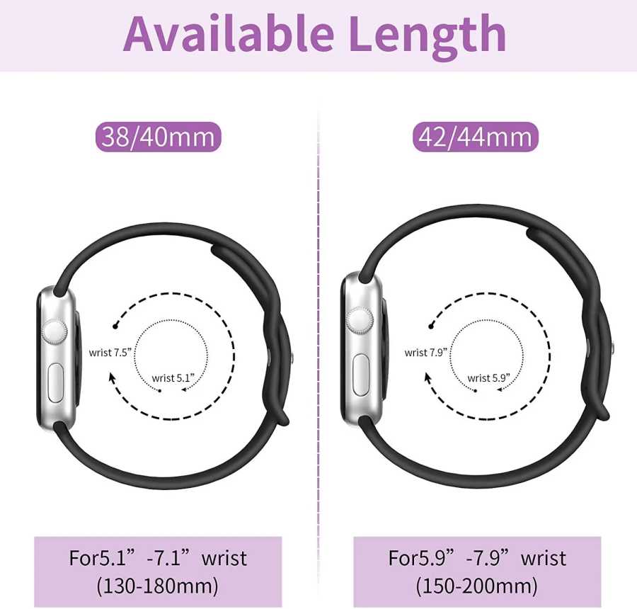 Фотография №5 товара Силиконовый ремешок для Apple Watch, ремешок 40 мм, 44 мм,