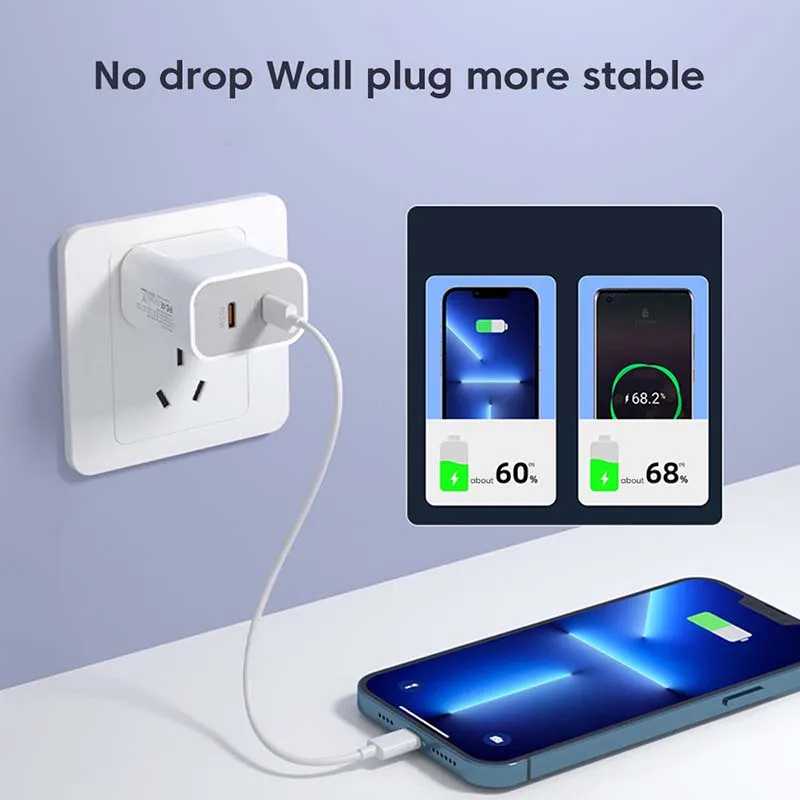 Фотография №4 товара 40 Вт быстрое зарядное устройство 2 порт USB PD зарядное