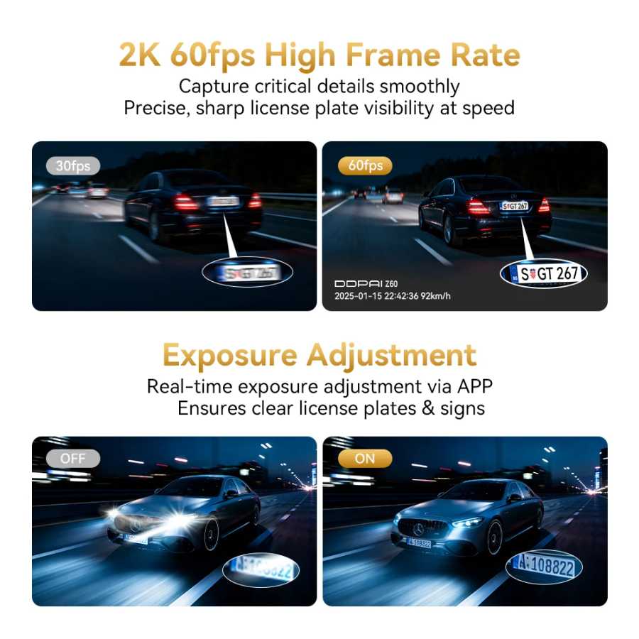 Фотография №5 товара Видеорегистратор DDPAI Z60T с 3-канальной записью HDR 4K+2K+1080P (фронтальная, задняя,