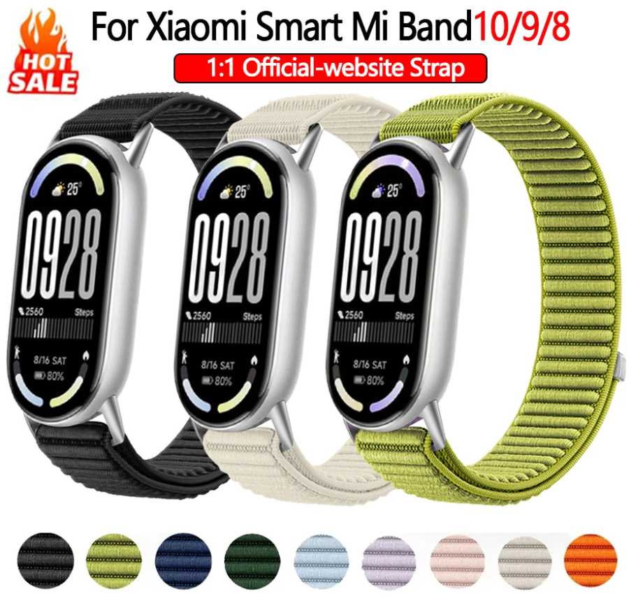 Фотография №1 товара Нейлоновый ремешок для смарт-браслетов Xiaomi Mi Band 8, 9, 10,