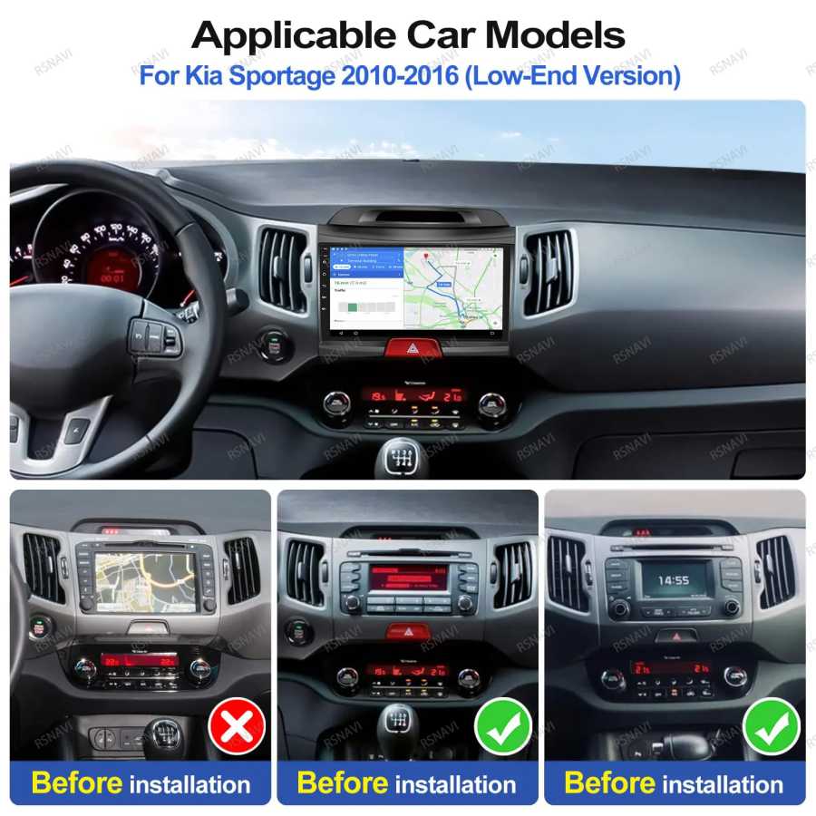 Фотография №1 товара Автомагнитола Android 16 для KIA Sportage 2010-2016 с 5G Wi-Fi,