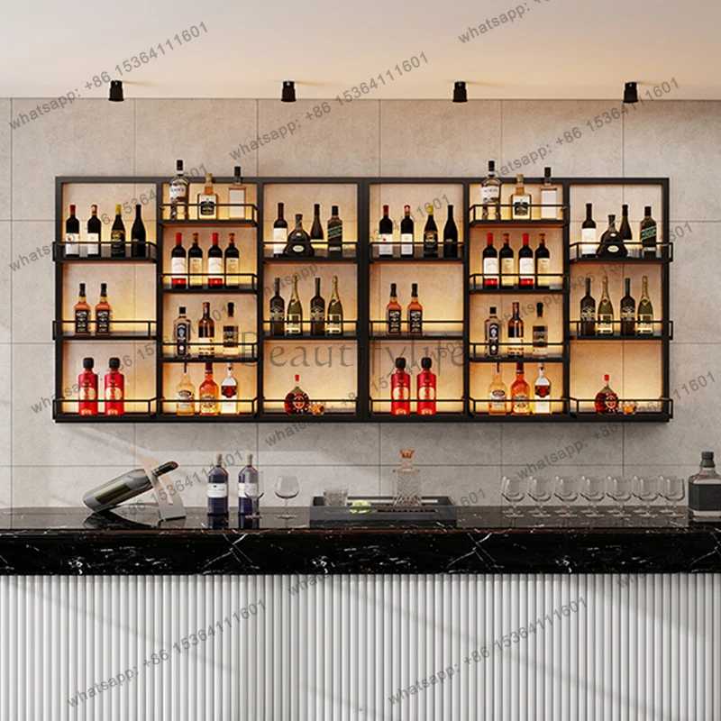 Настенный металлический барный шкаф-витрина Cellar Vinera с подсветкой, экономящий пространство, для вина и пива, в скандинавском стиле, мебель для бара-кантини Мебель для бара