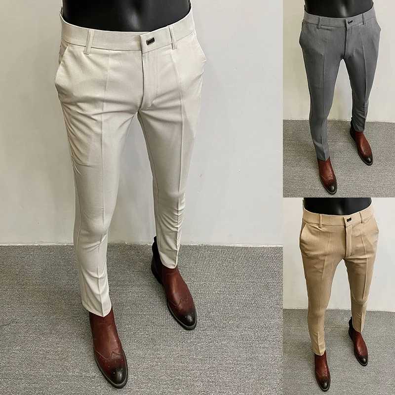 Фотография №1 товара Мужской костюм Брюки Формальные брюки Pantalone Hombre Стрейч Тонкий однотонный