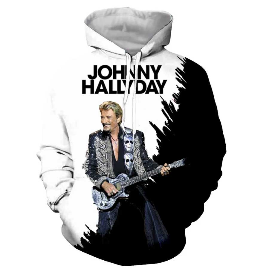 Новые популярные толстовки с капюшоном Johnny Hallyday, Франция, мужская толстовка с 3D принтом большого размера, толстовки с принтом рок-певца, детская одежда Толстовки и свитшоты