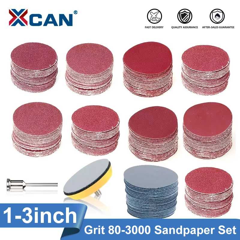 Шлифовальные диски XCAN, 1/2/3 дюйма, круглая абразивная Сухая наждачная бумага с резервной подушечкой дюйма для очиститель для полировки, шлифовальные инструменты Абразивные инструменты и абразивы