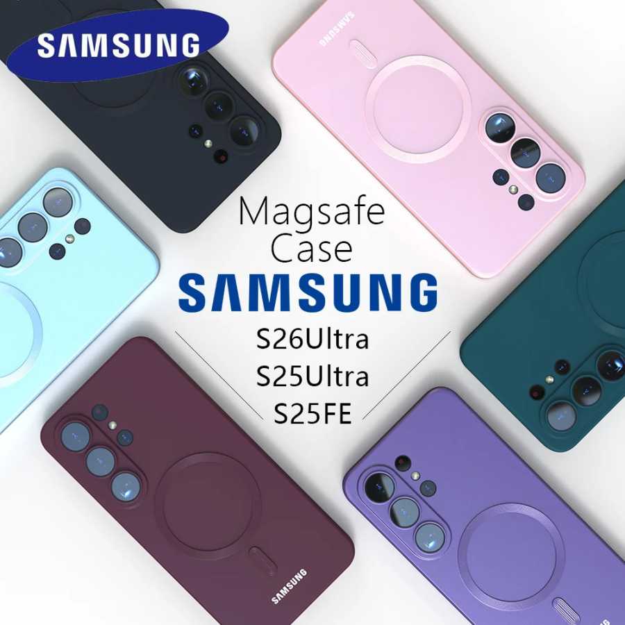 Чехол Magsafe для Samsung Galaxy S26 Ultra, S26 Plus, S26 FE, S26 Edge, S25, S24, S23, S22 Ultra, Plus, FE, Edge, мягкий силиконовый чехол-накладка на заднюю панель телефона Чехлы и чехлы для мобильных телефонов
