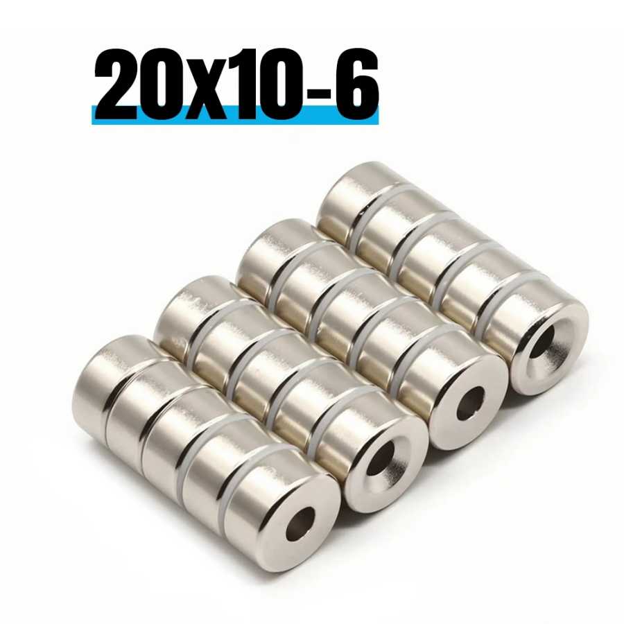 Суперсильный круглый неодимовый магнит N35 с отверстием, 20x10-6 мм, мощные магниты для холодильника, постоянные магниты NdFeB Крепеж и скобяные изделия