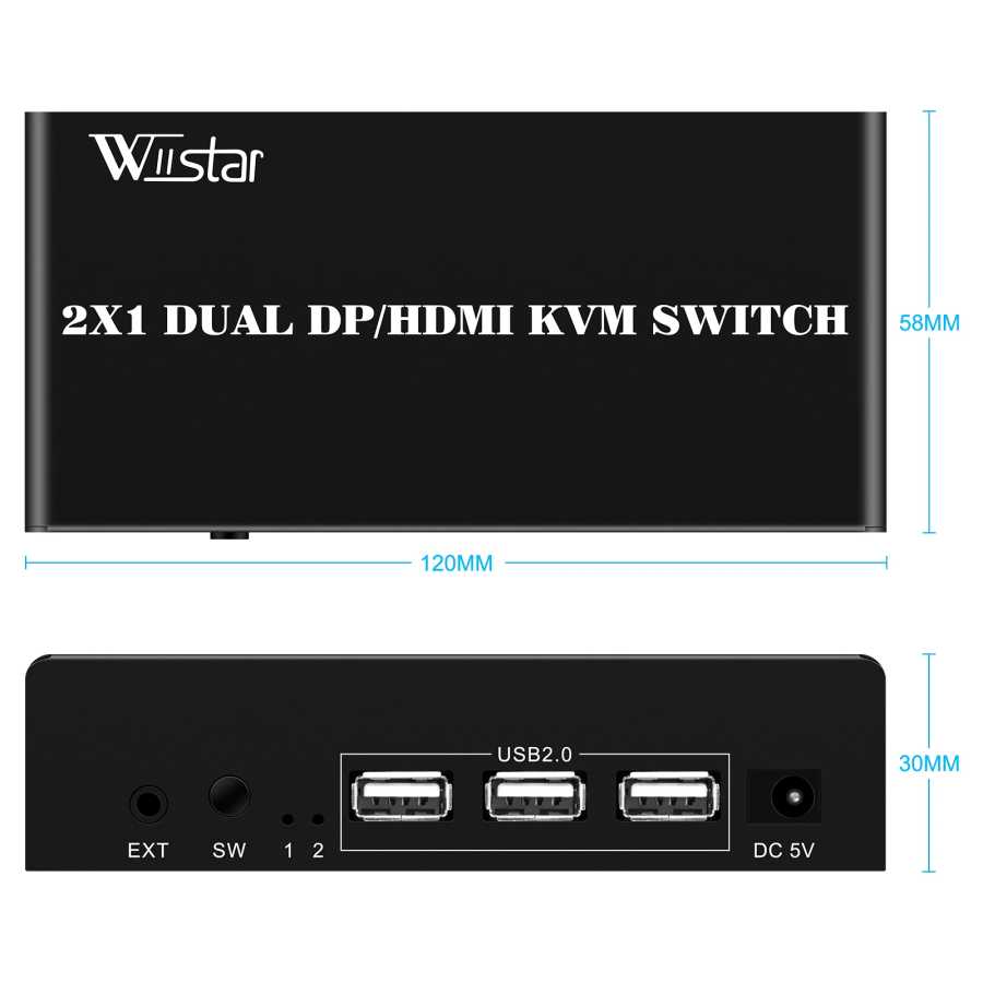 Фотография №4 товара 2x1 KVM-переключатель с двумя мониторами HDMI и DP 4K 60