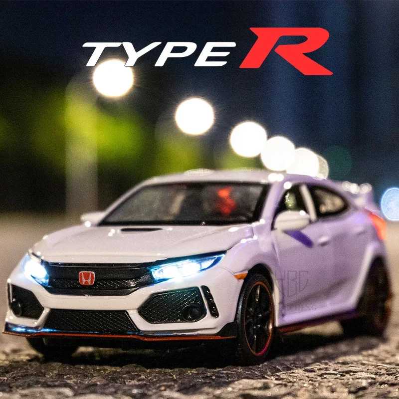1:32 HONDA CIVIC TYPE-R литая под давлением модель автомобиля игрушечные транспортные средства металлическая модель со звуком и светом коллекция игрушек для детей Рождественский подарок 