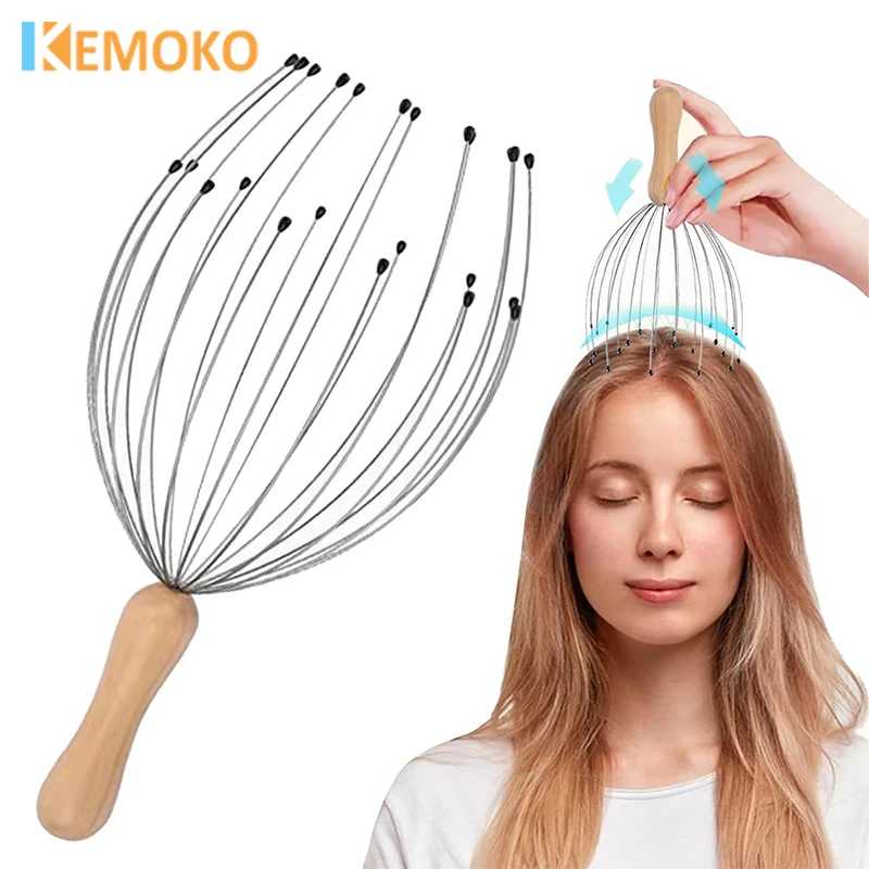 Массажер для головы в форме осьминога, для массажа кожи головы, не вытягивающий волосы, чудо-инструмент для улучшения здоровья волос и снятия зуда Массаж и расслабление