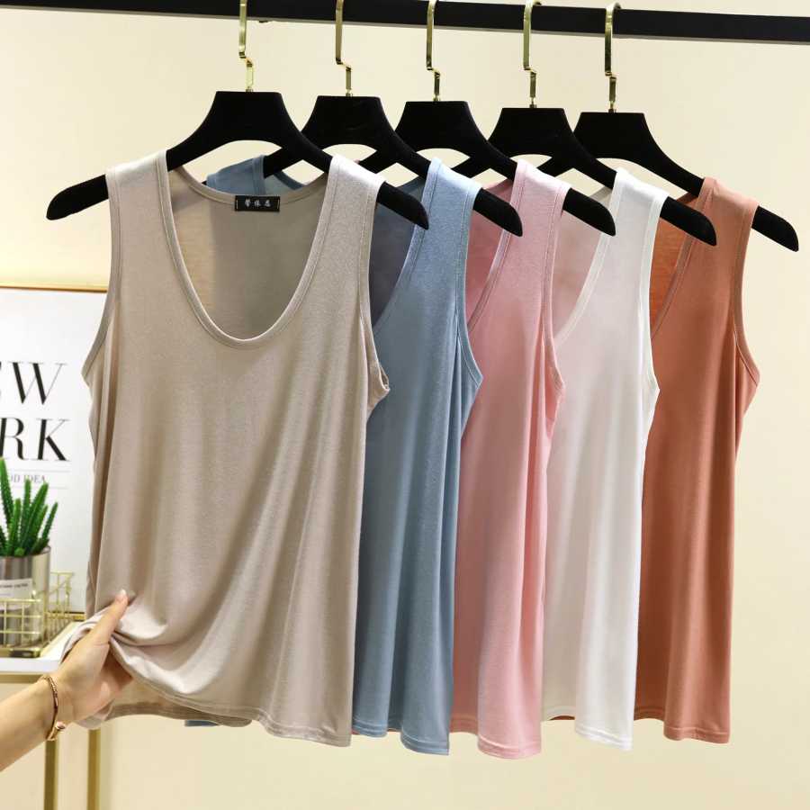 Женские майки из модала размера плюс от L до 6XL, летние тонкие топы без рукавов с v-образным вырезом, свободные футболки, жилет, комфортная домашняя одежда Плюс размер, одежда