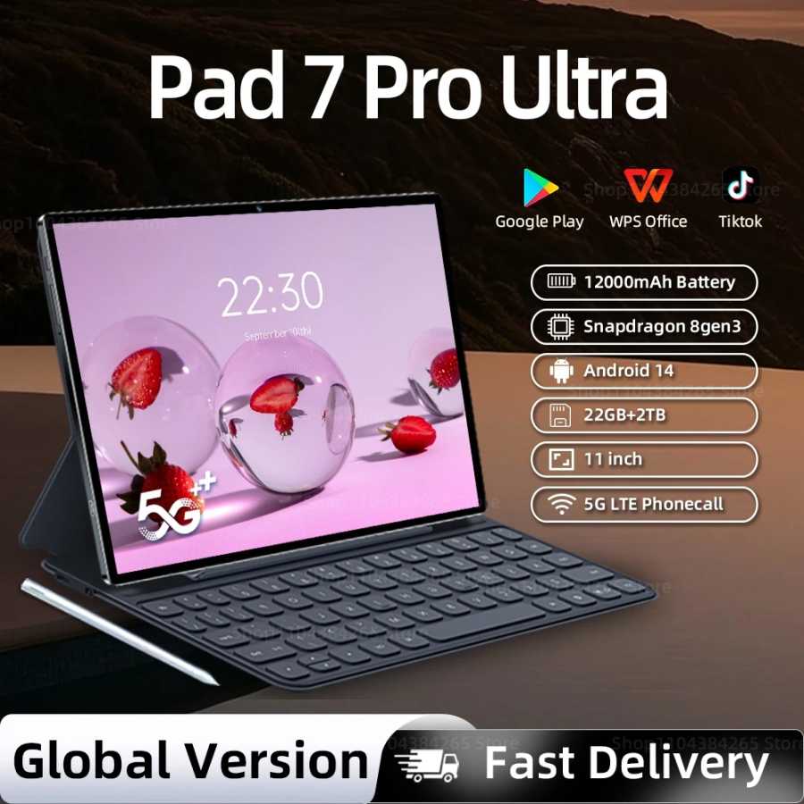 2025 Оригинальный планшетный ПК Global Edition Pad 7 Pro Ultra Snapdragon 8gen3 Android 14 HD 4K 22 ГБ + 2 ТБ Dual SIM 5G WIFI GPS WPS Tab Аксессуары и запчасти для планшетов
