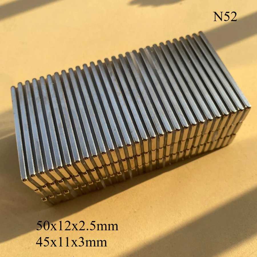 Мощные неодимовые магниты N52, прямоугольные, квадратные, 50x12x2.5, 45x11x3, для двигателей, генераторов, проектов DIY и офисных нужд Крепеж и скобяные изделия