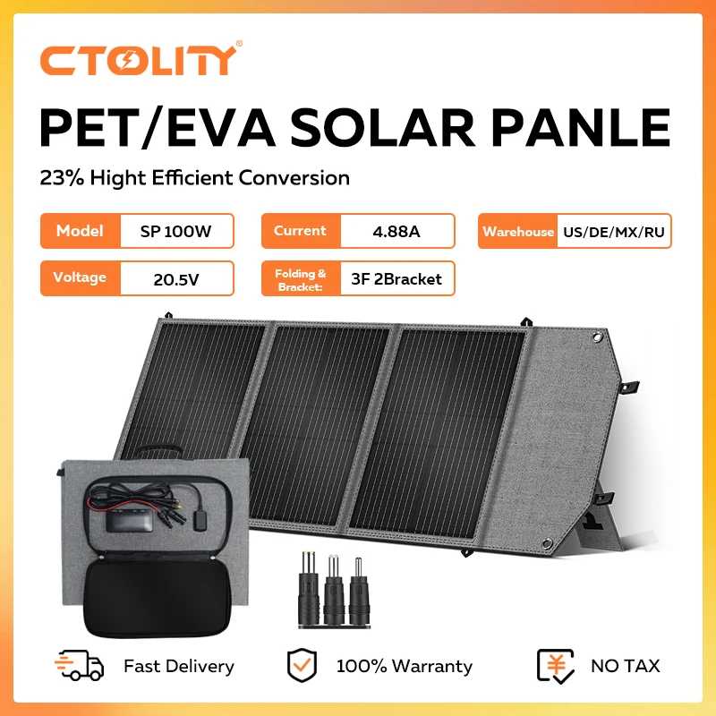 CTOLITY SP100 100 Вт Гибкая солнечная панель Портативная складная сумка Эффективность 23% Блок питания для хранения энергии USB Type-C для электростанции Аксессуары и запчасти