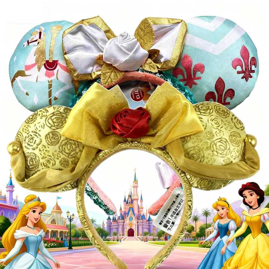DISNEY PRINCESS Повязки на голову с Микки Маусом 3D повязка на голову с розами и цветочными бантами на день рождения, Хэллоуин, карнавальный костюм для женщин и девочек Аксессуары для детей