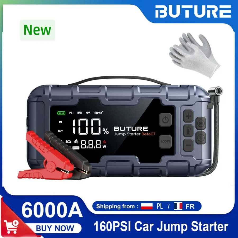 BUTURE 6000A Автомобильное пусковое устройство PD45W Power Bank 26800 мАч с воздушным насосом 160PSI, аварийный бустер для запуска двигателя автомобиля Автоэлектроника