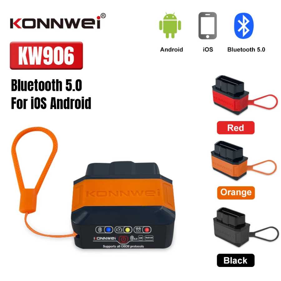 Сканер KONNWEI KW906 ELM327 V1.5 OBD2 с Bluetooth 5.0 для Android/iOS, диагностический инструмент для автомобилей ELM 327 OBD 2, считыватель кодов, чип Pic18F25K80 Инструмент для ремонта автомобилей