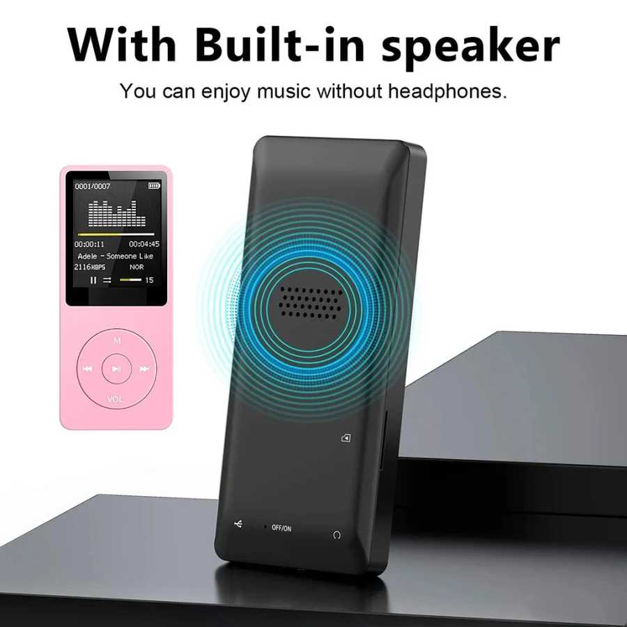 Фотография №1 товара Bluetooth-совместимый MP3-плеер, портативный FM-радиоприемник, ультратонкий, для студентов, для занятий спортом,