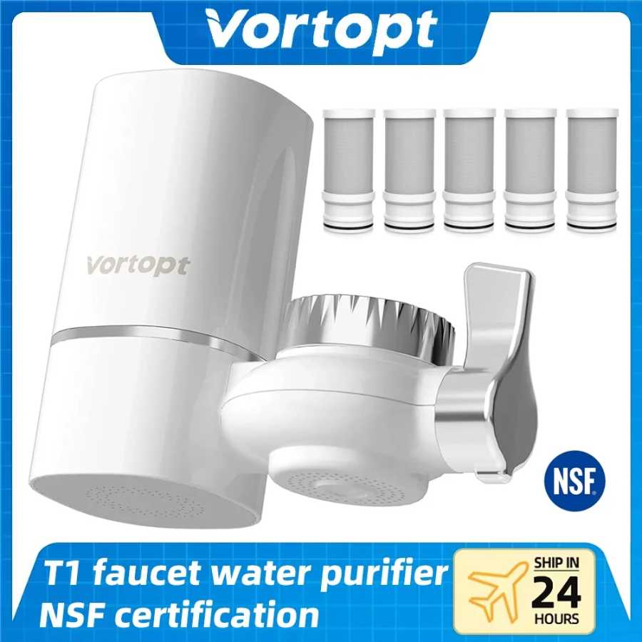 Фильтр для воды Vortopt T1 с сертификатом NSF, очиститель водопроводной воды с 5 сменными картриджами, комплект для фильтрации воды на 400 галлонов для кухни Сантехника для кухни