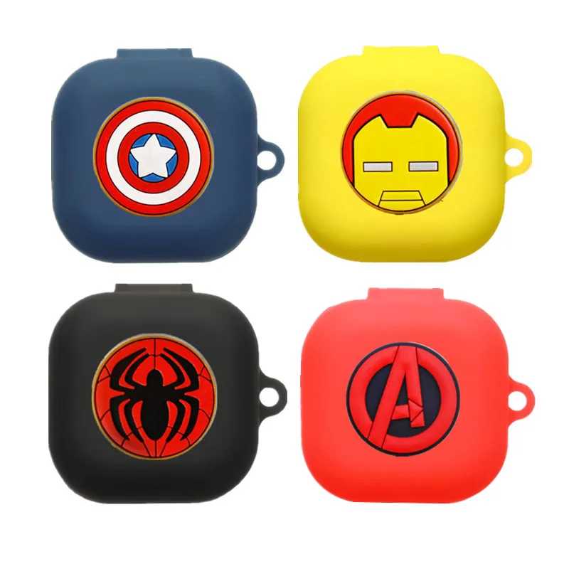 Чехол для наушников Samsung Galaxy Buds 4/4Pro с мультяшным дизайном Marvel, силиконовый чехол для беспроводных наушников Buds Live/Fe/Core с крючком Портативное аудио и видео