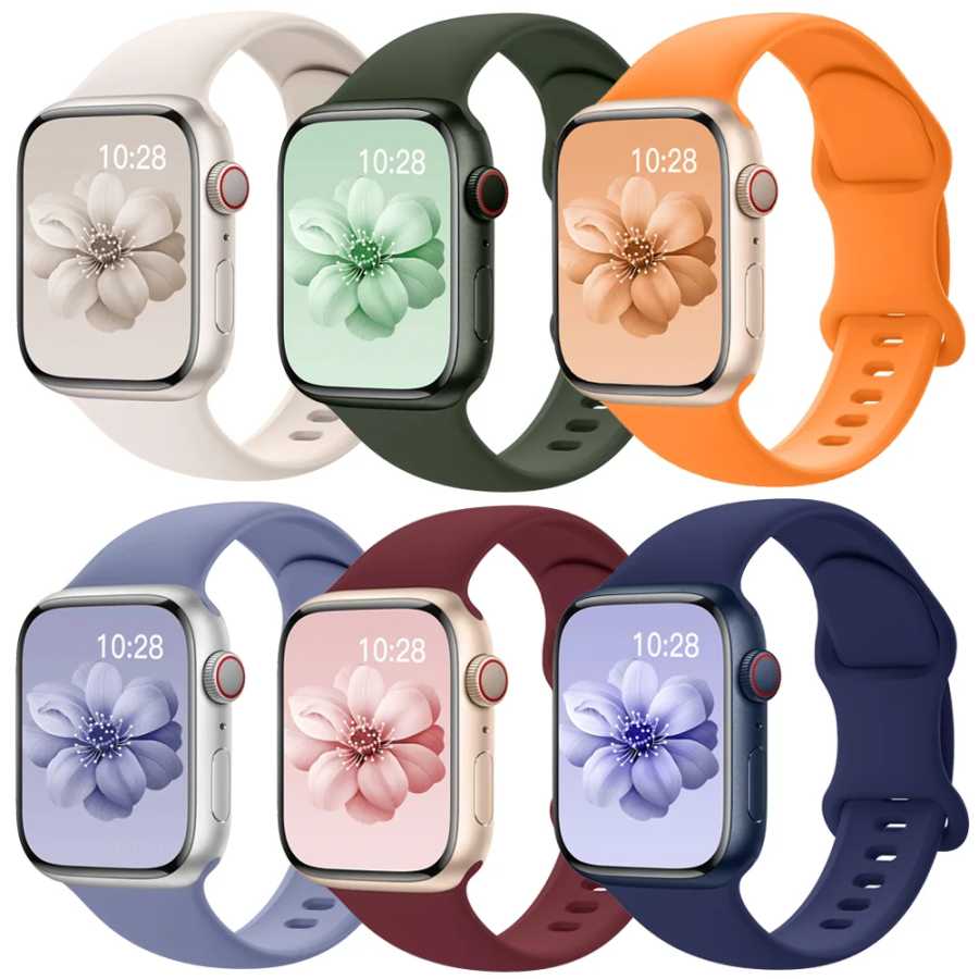 Силиконовый ремешок для Apple Watch ремешки 44 мм 45 мм 40 мм 41 мм 42-38 мм 45 мм спортивный браслет iwatch series 8 7 6 5 4 3 SE 9 Ultra2 49 мм Аксессуары для часов