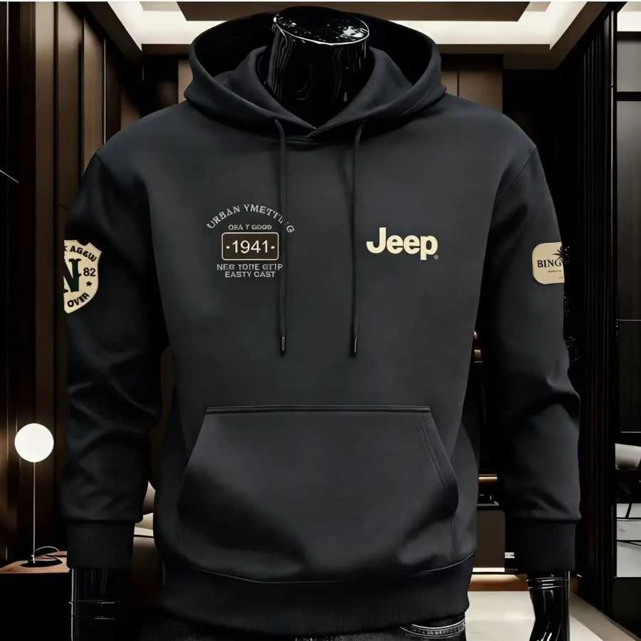 Новинка 2026: Высококачественная хлопковая толстовка с капюшоном Jeep для весны и осени, повседневный и модный спортивный топ Толстовки и свитшоты