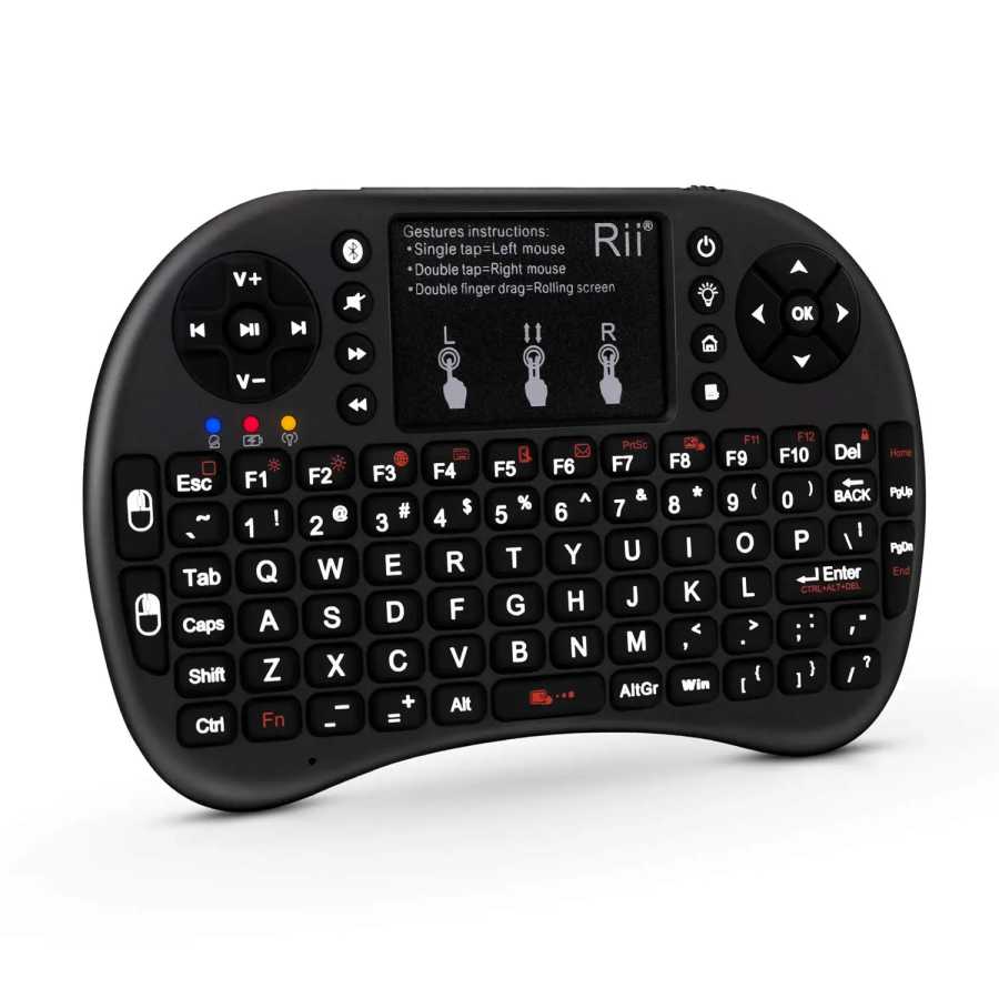 Мини-клавиатура Rii Bluetooth с сенсорной панелью и подсветкой, портативная беспроводная клавиатура 2,4 ГГц для смартфонов, ноутбуков/ПК/Windows/Mac/TV Box Компьютерная периферия
