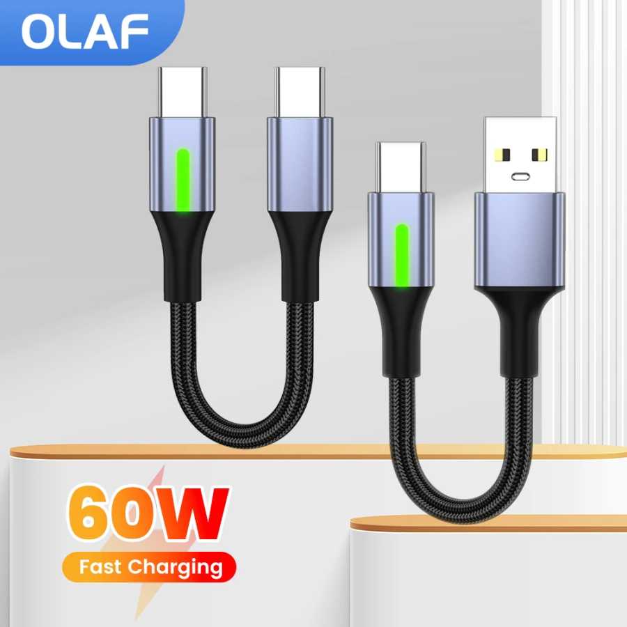 0,25 м 0,5 м Короткий кабель USB C к USB C 60 Вт USB A к типа C Кабель для быстрой зарядки для iPhone 15 16 Samsung Ноутбуки iPad Power Bank Аксессуары для мобильных телефонов