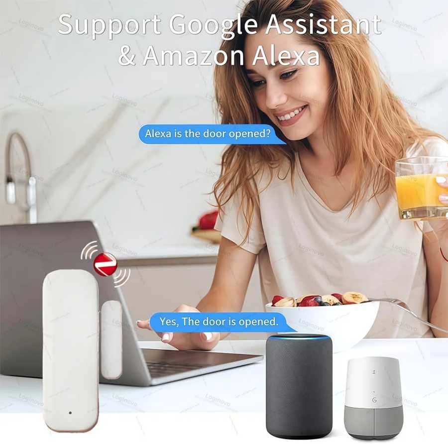 Фотография №3 товара Zigbee датчик входа на дверь, окно, охранная магнитная сигнализация, контактный