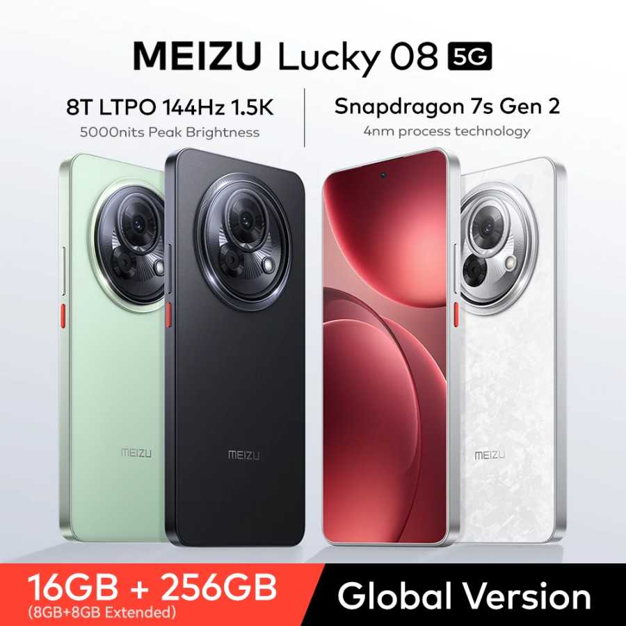 Смартфон Meizu Lucky 08 16 ГБ (8+8)/256 ГБ 5G на Android 14/15 с AI OS Flyme, экран 144 Гц, процессор Snapdragon Мобильные телефоны