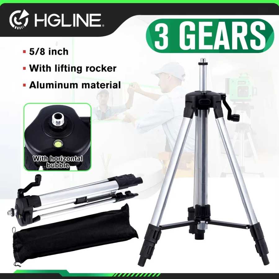 HGLINE 1,2 м 1,5 м штатив с лазерным уровнем, растягивающийся штатив, подходит для алюминиевого штатива с лазерным уровнем 5/8 дюйма и подъемным рокером Инструменты для измерения и анализа