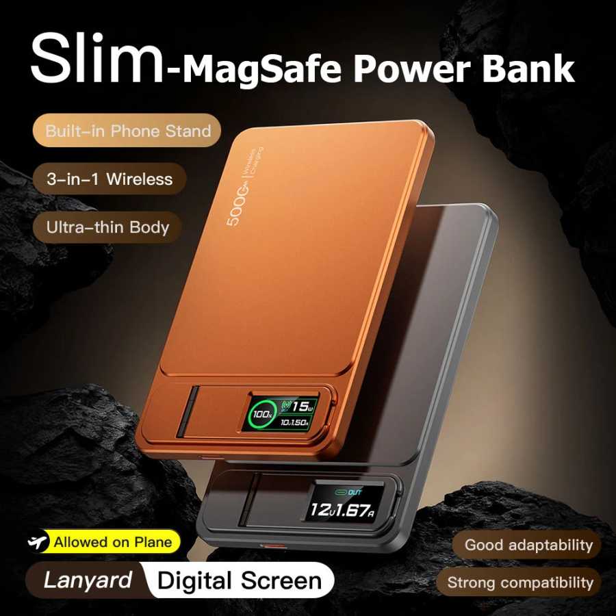 Портативный внешний аккумулятор Slim Power Bank 10000 мАч с магнитной беспроводной быстрой зарядкой 20 Вт для MagSafe, iPhone 12-17 Pro, Samsung Аксессуары для мобильных телефонов