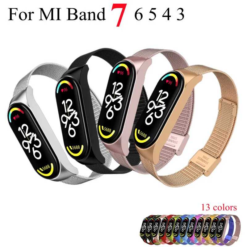 Металлический ремешок для Xiaomi mi band 7 6 5 3 4, браслет из нержавеющей стали для mi band 4, умный наручный ремешок для xiao mi band 4 3 Умная электроника