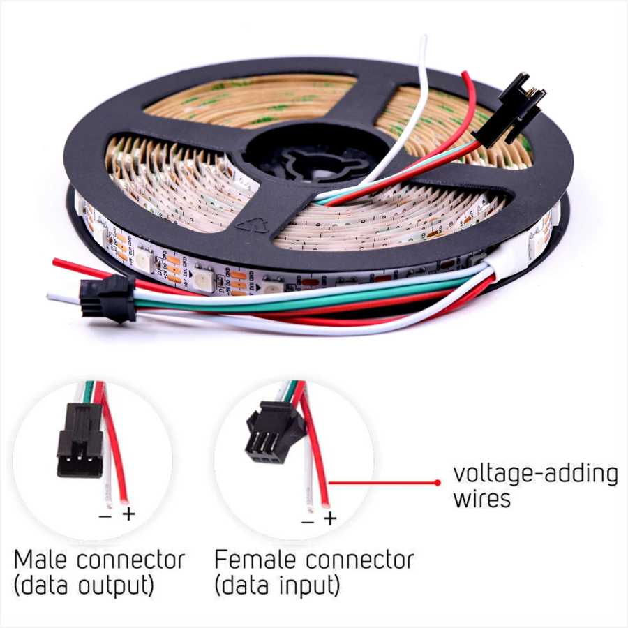 Фотография №3 товара Адресуемая светодиодная лента WS2812B DC5V/12V, светодиодная лента RGB 5050, умная