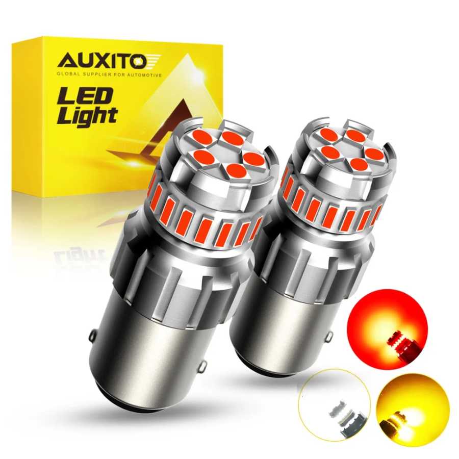 AUXITO 2 шт. P21W BA15S светодиодный красный 1156 7506 BAY15D 1157 P21/5W светодиодные лампы автомобильные фары белый желтый стоп-сигнал фонарь заднего хода DRL 12 В Автомобильные фары