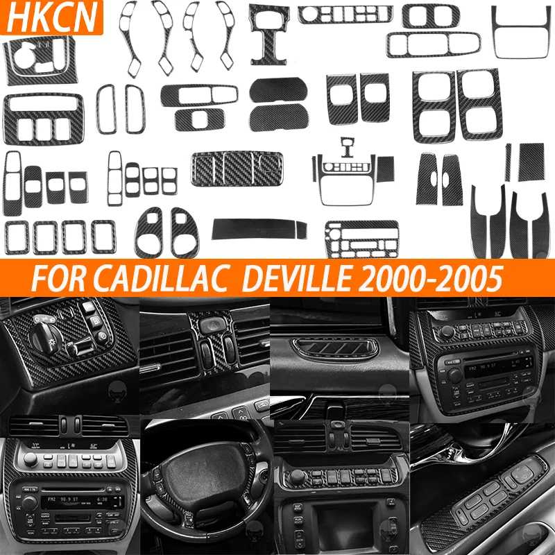 Для Cadillac DeVille 2000-2005: накладки из карбона на зеркала заднего вида, фары, окна, дверные ручки, руль Аксессуары для салона