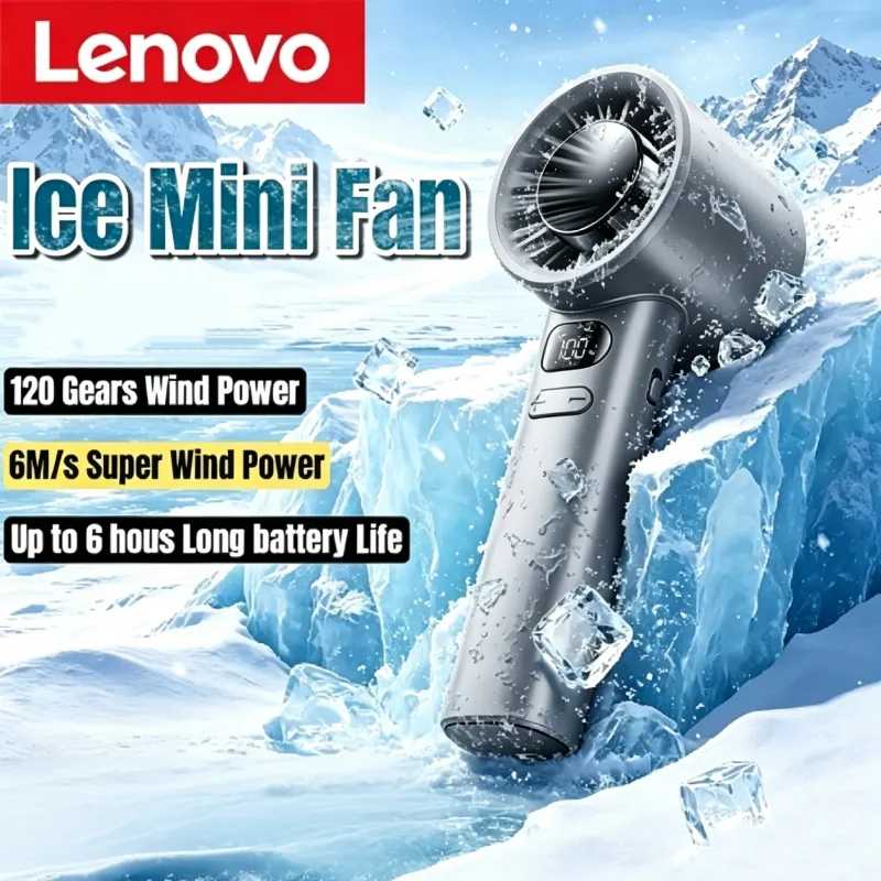 Портативный мини-вентилятор Lenovo с функцией охлаждения, высокоскоростной, USB-перезаряжаемый, с LED-дисплеем Автоэлектроника
