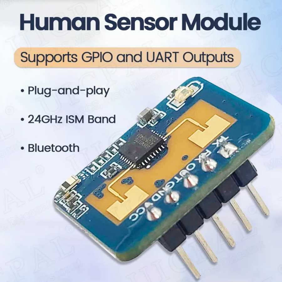 LD2410C 24 ГГц датчик присутствия человека высокая точность FMCW волновой радар индукционный модуль датчики обнаружения сердцебиения тела Активные компоненты