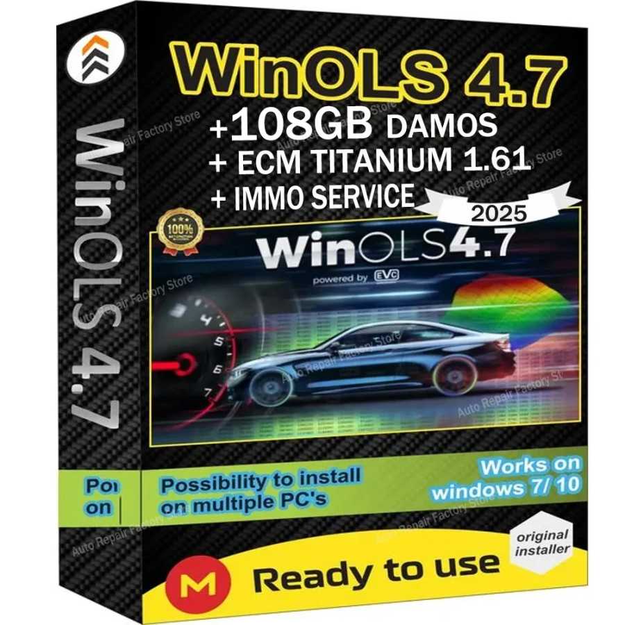 4 в 1 Winols 4.7 полностью активируемый + 108 ГБ Damos Windows 7 10 11 без виртуальной многоязычного + ECC TITANIUM 1,61 + инструмент IMMO SERVICE Инструменты для обслуживания автомобилей