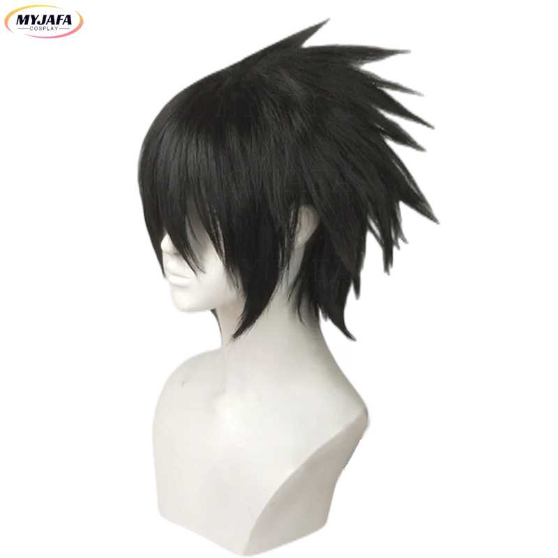 Парик для косплея Sasuke Uchiha, термостойкие синтетические волосы короткого черного цвета, с шапочкой Аксессуары для косплея