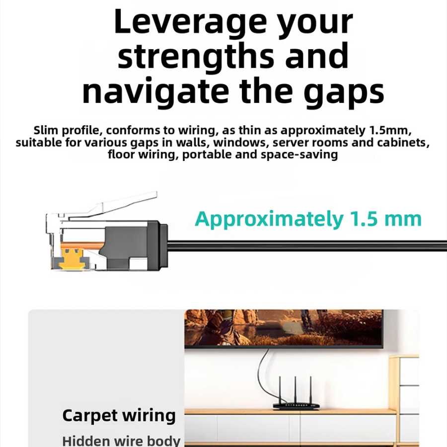 Фотография №4 товара Плоский Ethernet-кабель Cat 6,1 м/0,15 м/0,2 м/0,3 м0,5 м UTP