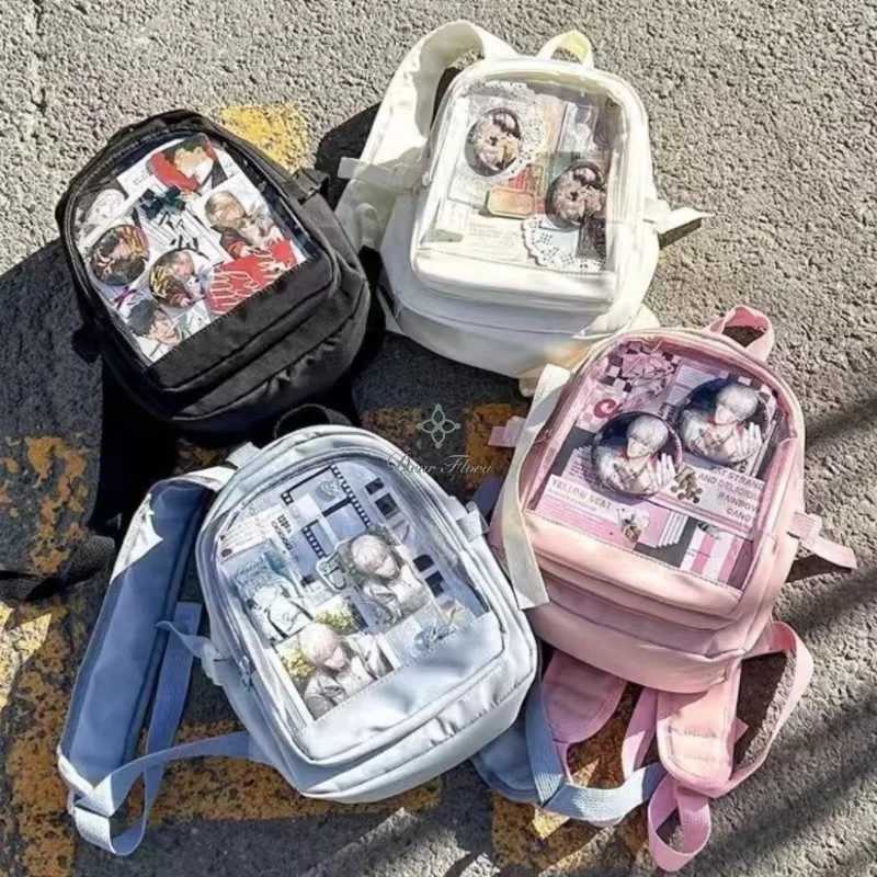 Y2K милый мини-рюкзак женский Kawaii Ita сумка милая девушка прозрачный рюкзак DIY индивидуальный дисплей рюкзак Лолита сумка на плечо Рюкзак