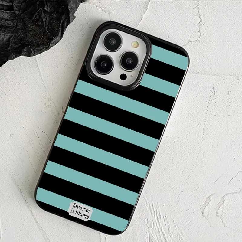 Роскошный чехол для телефона с синими полосками для iPhone 16 17 ProMax 15 14 13 12 11 Pro, нишевые чехлы Y2K, Fundas Чехлы и чехлы для мобильных телефонов