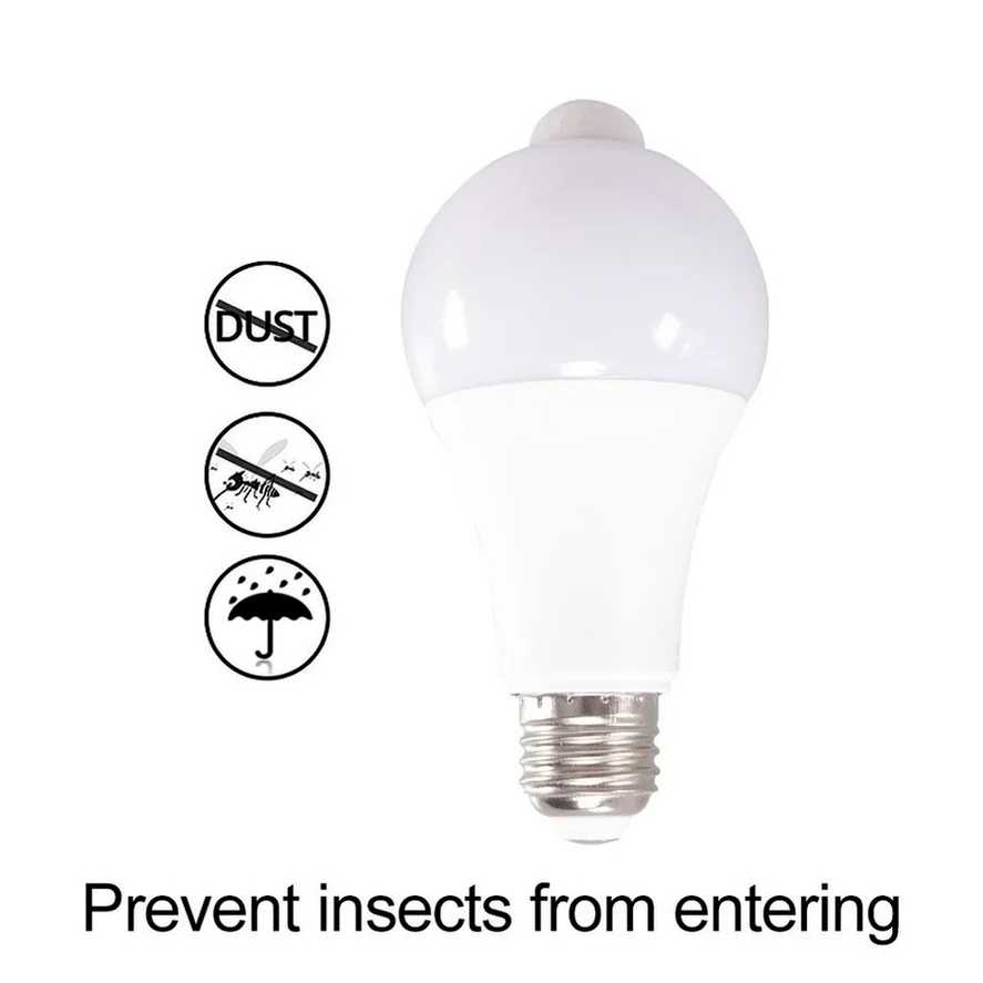 Фотография №4 товара PwwQmm LED 220V E27 PIR Лампа с датчиком движения 12