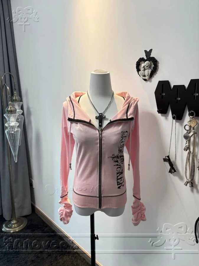 Фотография №5 товара Harajuku Y2k готическое пальто с капюшоном для женщин, осень 2023,