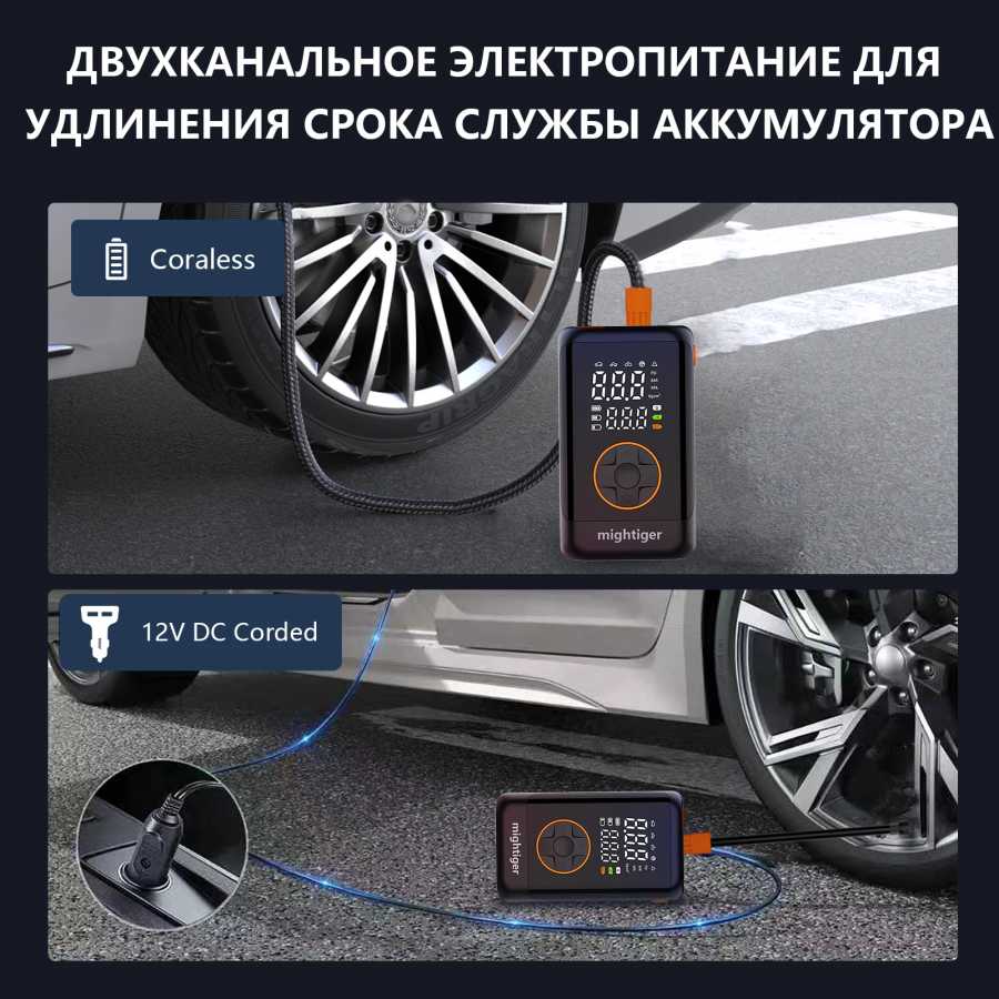 Фотография №2 товара 150Psi беспроводной автомобильный воздушный компрессор 4000 мАч портативный электрический автомобильный