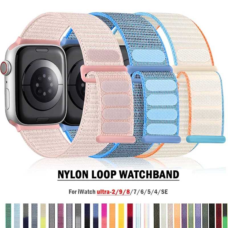 Нейлоновый ремешок-петля для Apple Watch, ремешок 44 мм, 45 мм, 40 мм, 42 мм, 41 мм, 38 мм, браслет Correa iWatch Series 9 4 5 6 Se 7 8 Ultra 49 мм Аксессуары для часов