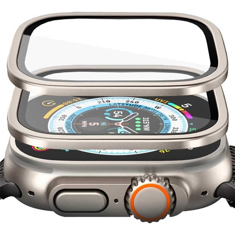 Чехол из алюминиевого сплава + закаленное стекло для Apple Watch Ultra 2 49 мм, защитная пленка от царапин для iWatch Ultra 49 мм, защитная пленка для экрана 