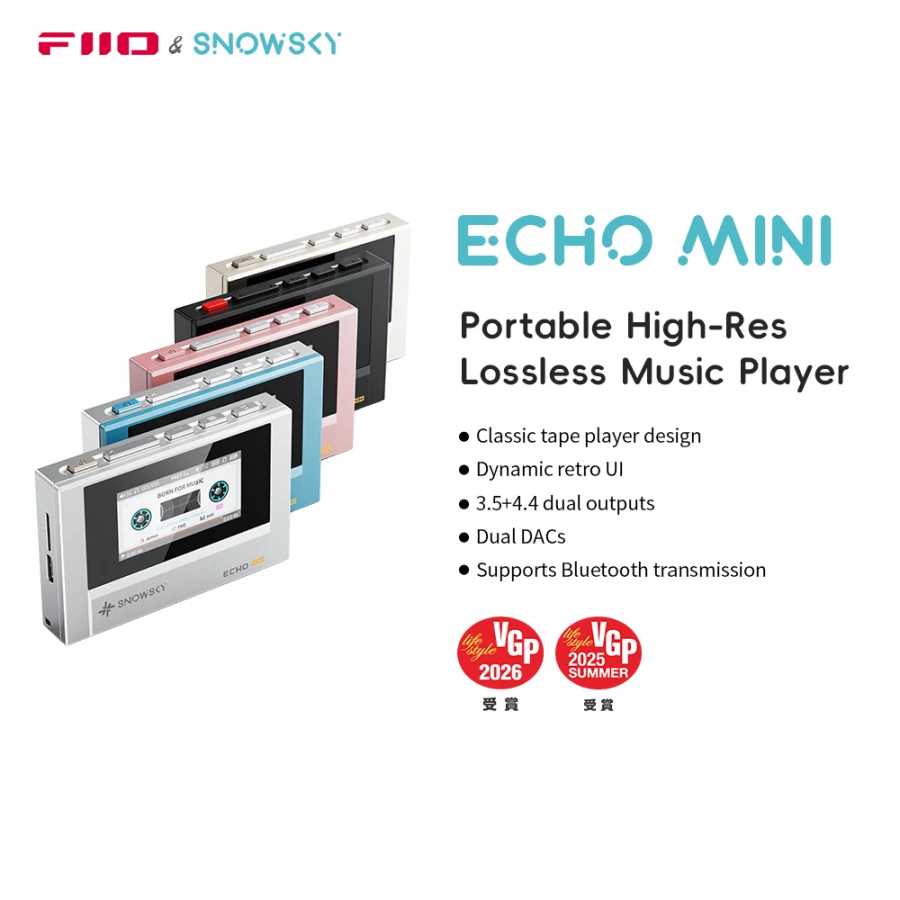 SnowSky/FiiO Echo Mini HiFi Bluetooth MP3 Pure Music Player, 15-часовое воспроизведение, выход для наушников 3,5 мм/4,4 мм Портативное аудио и видео
